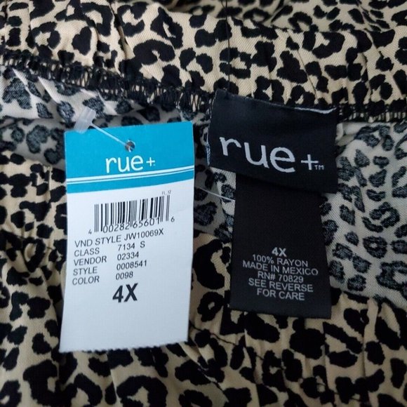 Rue 21 Top‎ Plus Size 4X Leopard Off Shoulder Tie Front Cropped Button-Up NWT - Picture 5 of 6